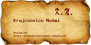 Krajcsovics Noémi névjegykártya