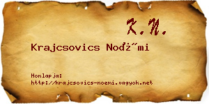 Krajcsovics Noémi névjegykártya